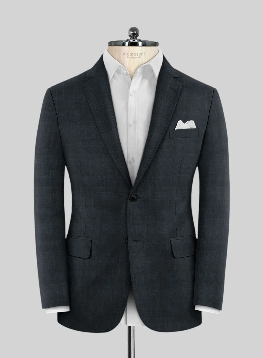 Lanificio Zegna Traveller Mence Dark Blue Checks Wool Jacket