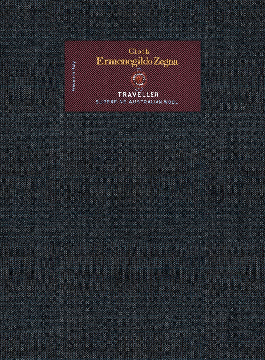 Lanificio Zegna Traveller Mence Dark Blue Checks Wool Jacket - Image 2