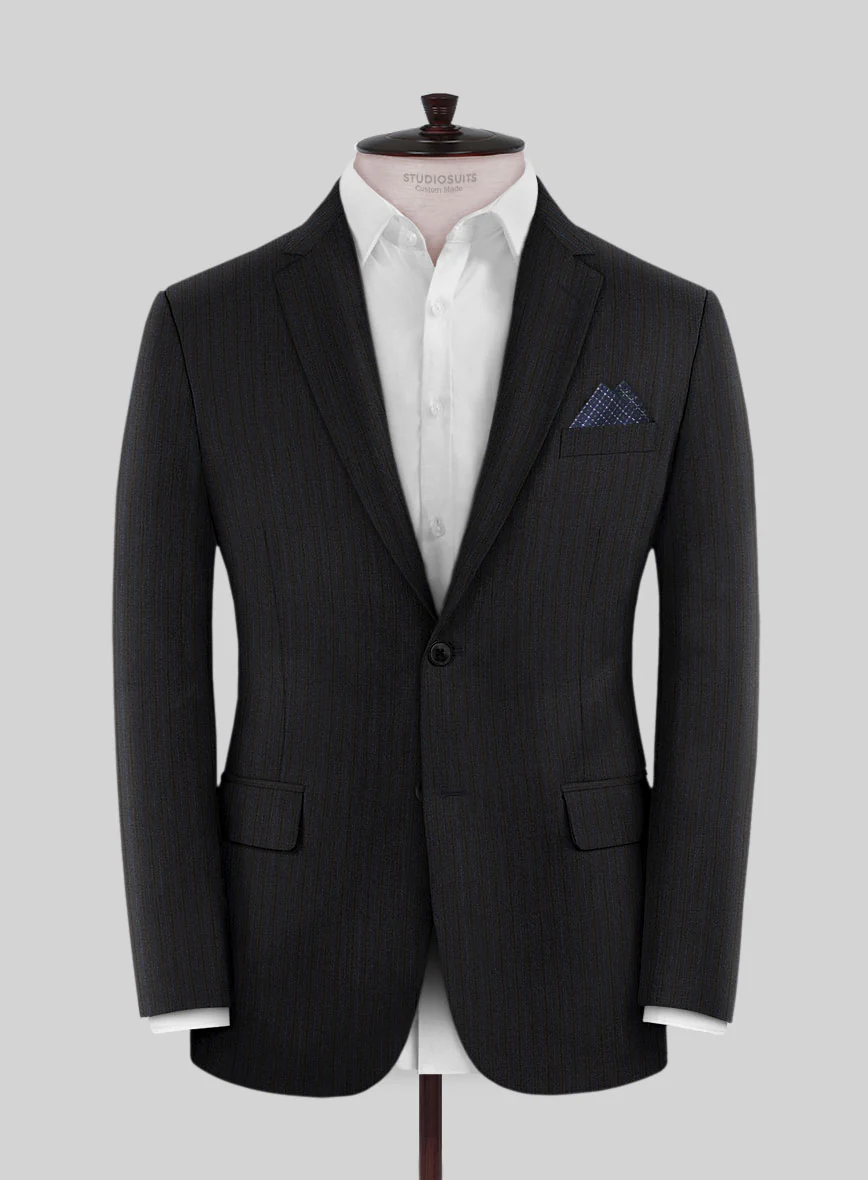 Lanificio Zegna Traveller Naquez Black Stripe Wool Suit - Image 3