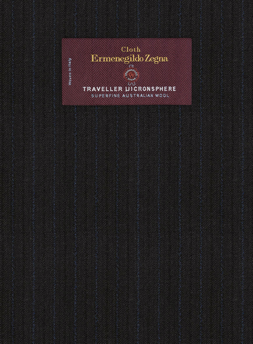 Lanificio Zegna Traveller Naquez Black Stripe Wool Suit - Image 6