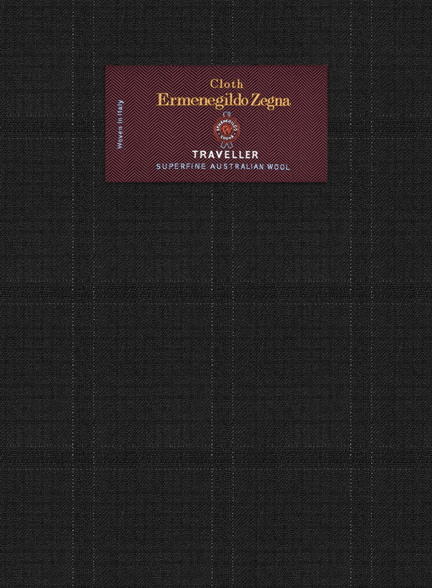 Lanificio Zegna Traveller Sarcos Black Checks Wool Pants - Image 3