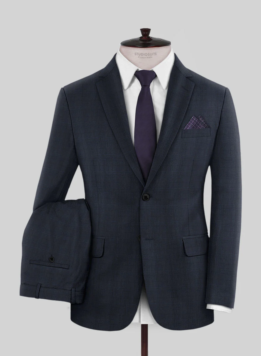 Lanificio Zegna Traveller Tirno Blue Checks Wool Suit