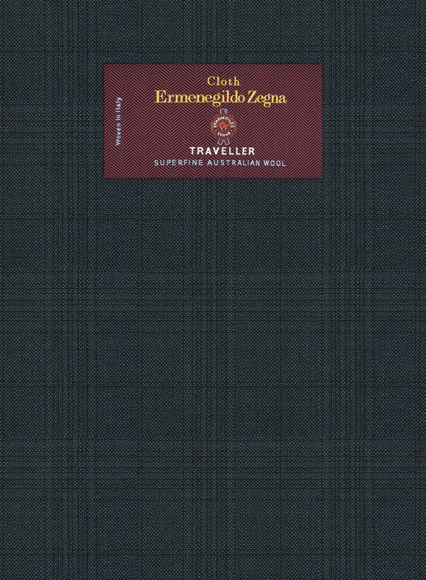 Lanificio Zegna Traveller Tirno Dark Blue Checks Wool Jacket - Image 2