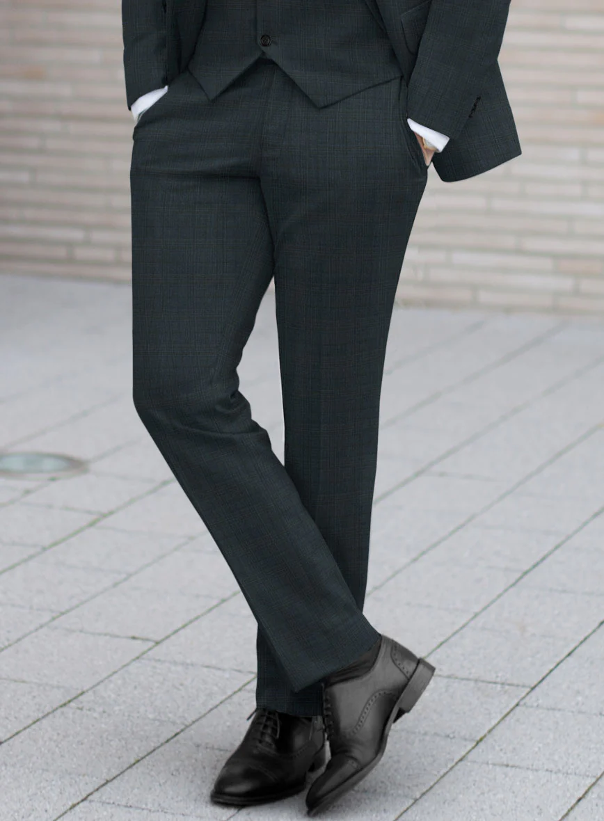 Lanificio Zegna Traveller Tirno Dark Blue Checks Wool Pants - Image 2