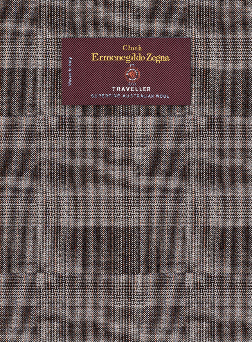 Lanificio Zegna Traveller Valen Brown Checks Wool Pants - Image 2