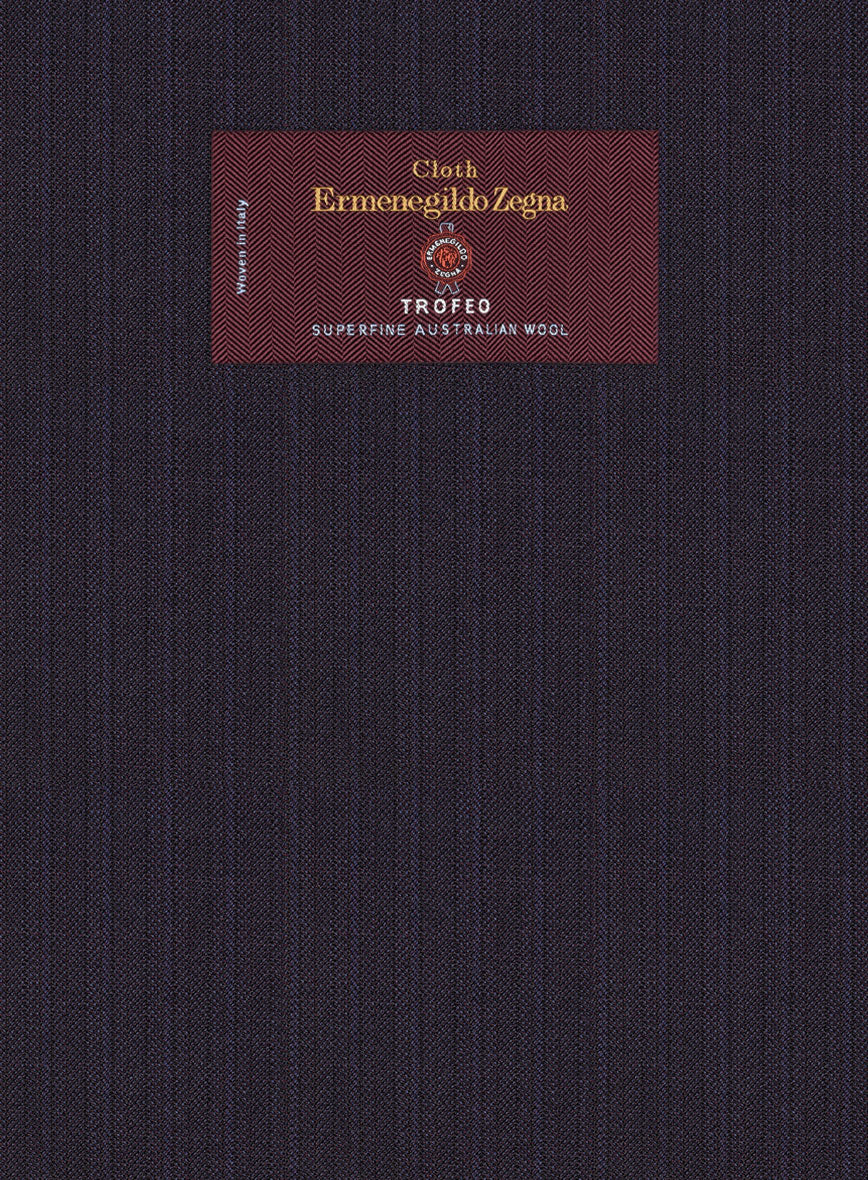 Lanificio Zegna Trofeo Allamo Purple Stripe Wool Pants - Image 2