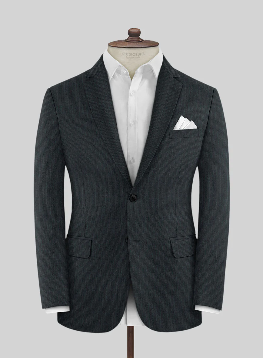 Lanificio Zegna Trofeo Allamo Teal Green Stripe Wool Suit - Image 3