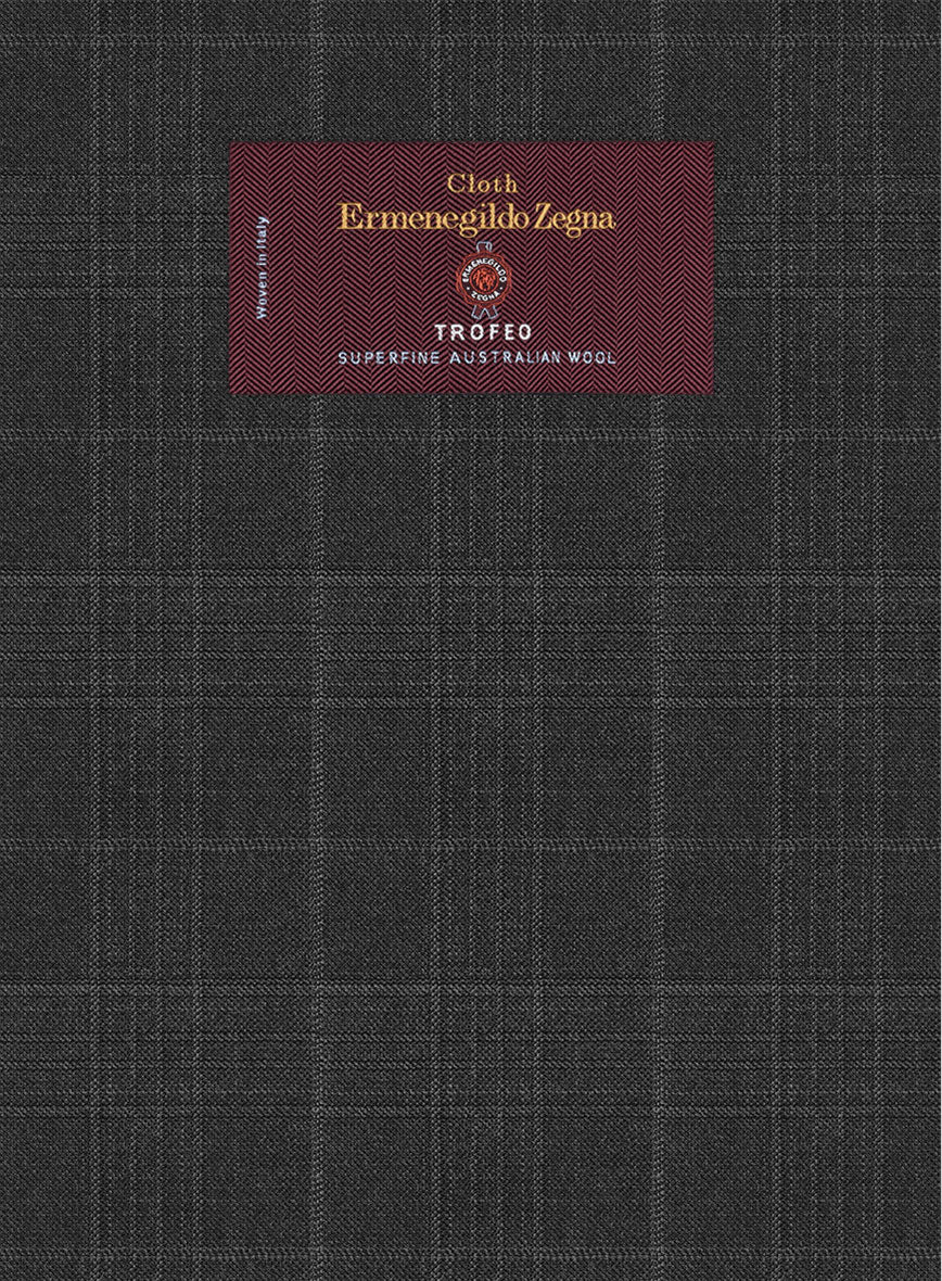 Lanificio Zegna Trofeo Bonsus Charcoal Checks Wool Pants - Image 3