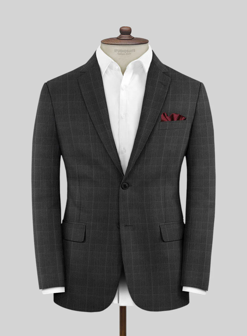 Lanificio Zegna Trofeo Bonsus Charcoal Checks Wool Suit - Image 3