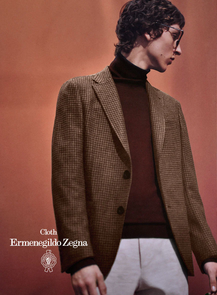 Lanificio Zegna Trofeo Brown Houndstooth Cashmere Jacket - Image 2