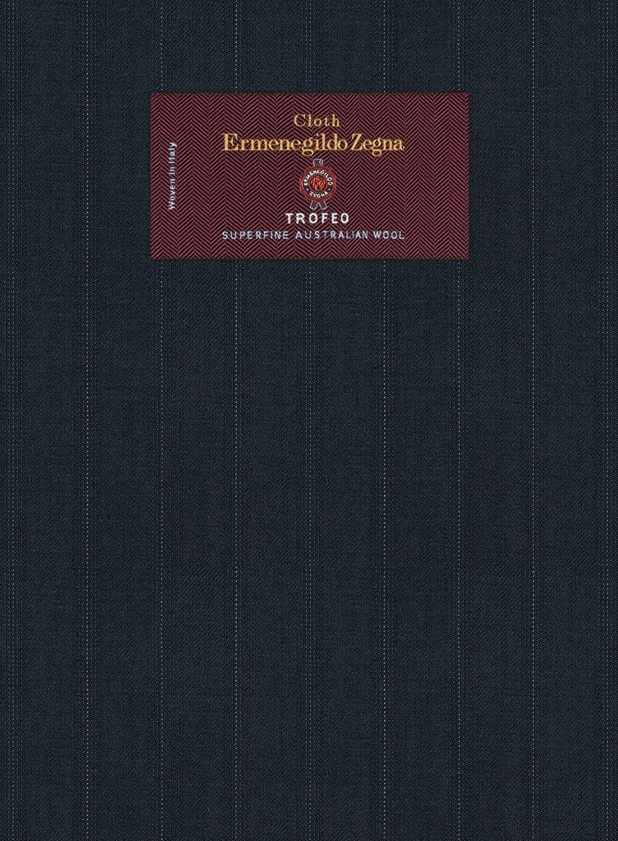 Lanificio Zegna Trofeo Dexi Dark Blue Stripe Wool Jacket - Image 2