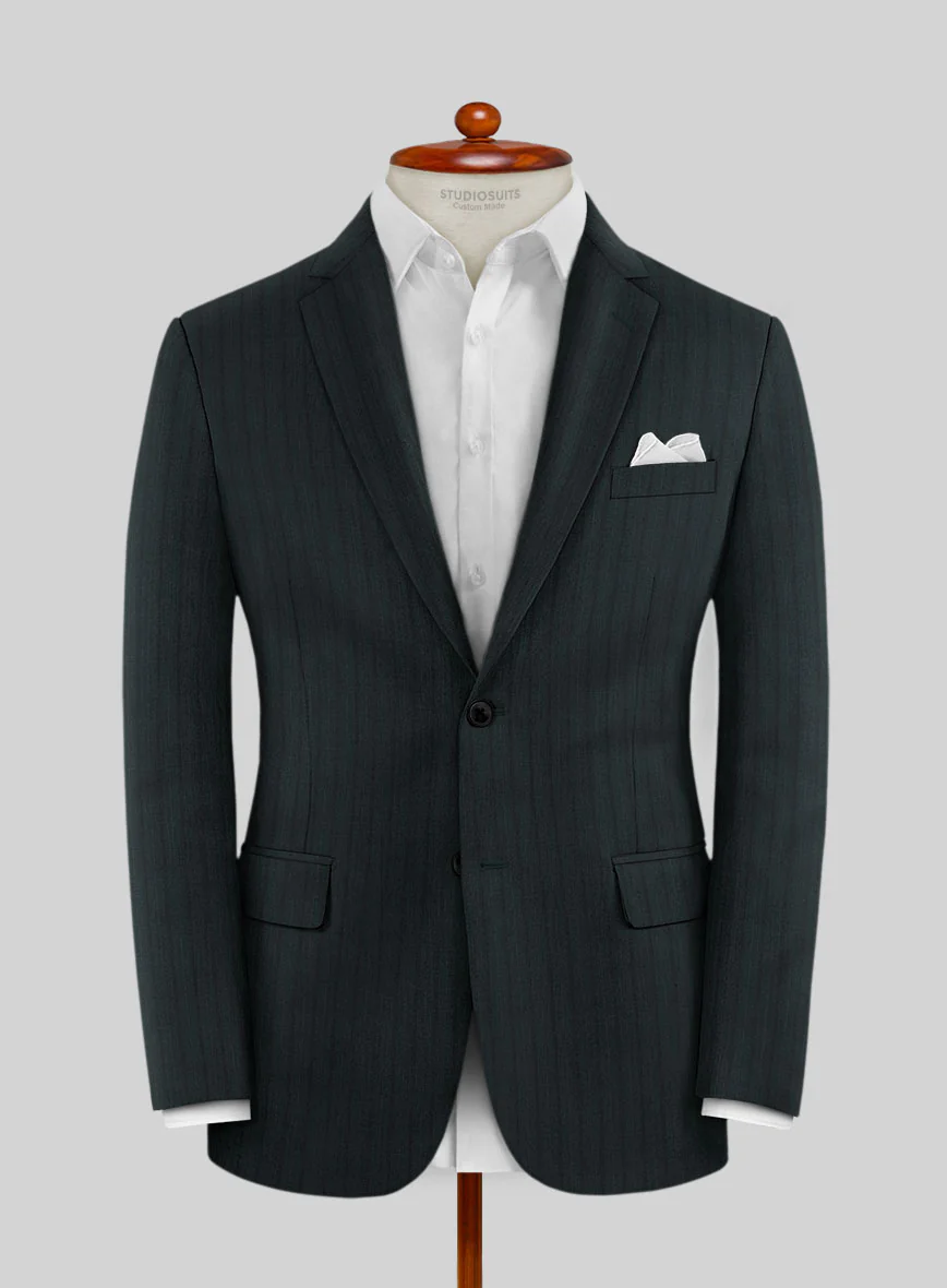 Lanificio Zegna Trofeo Dexi Dark Green Stripe Wool Jacket