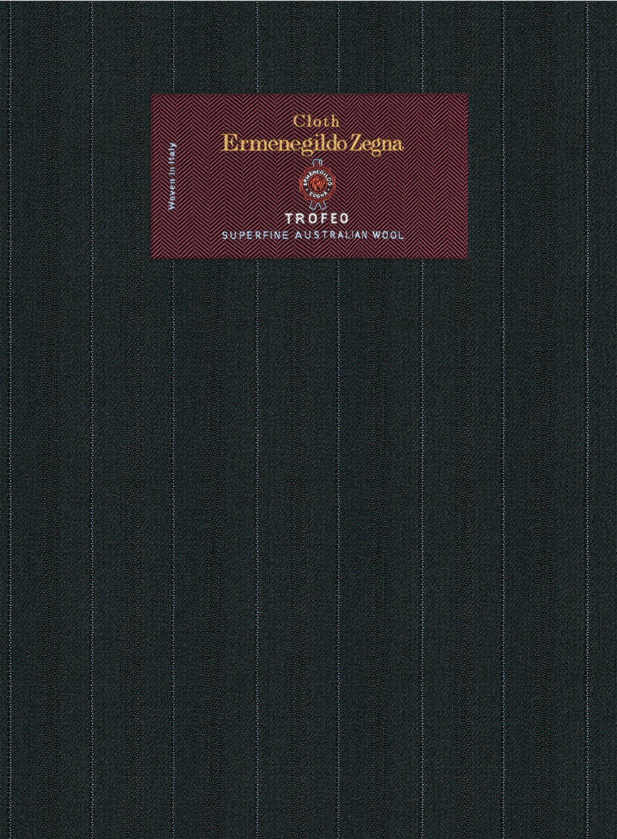 Lanificio Zegna Trofeo Dexi Dark Green Stripe Wool Jacket - Image 2