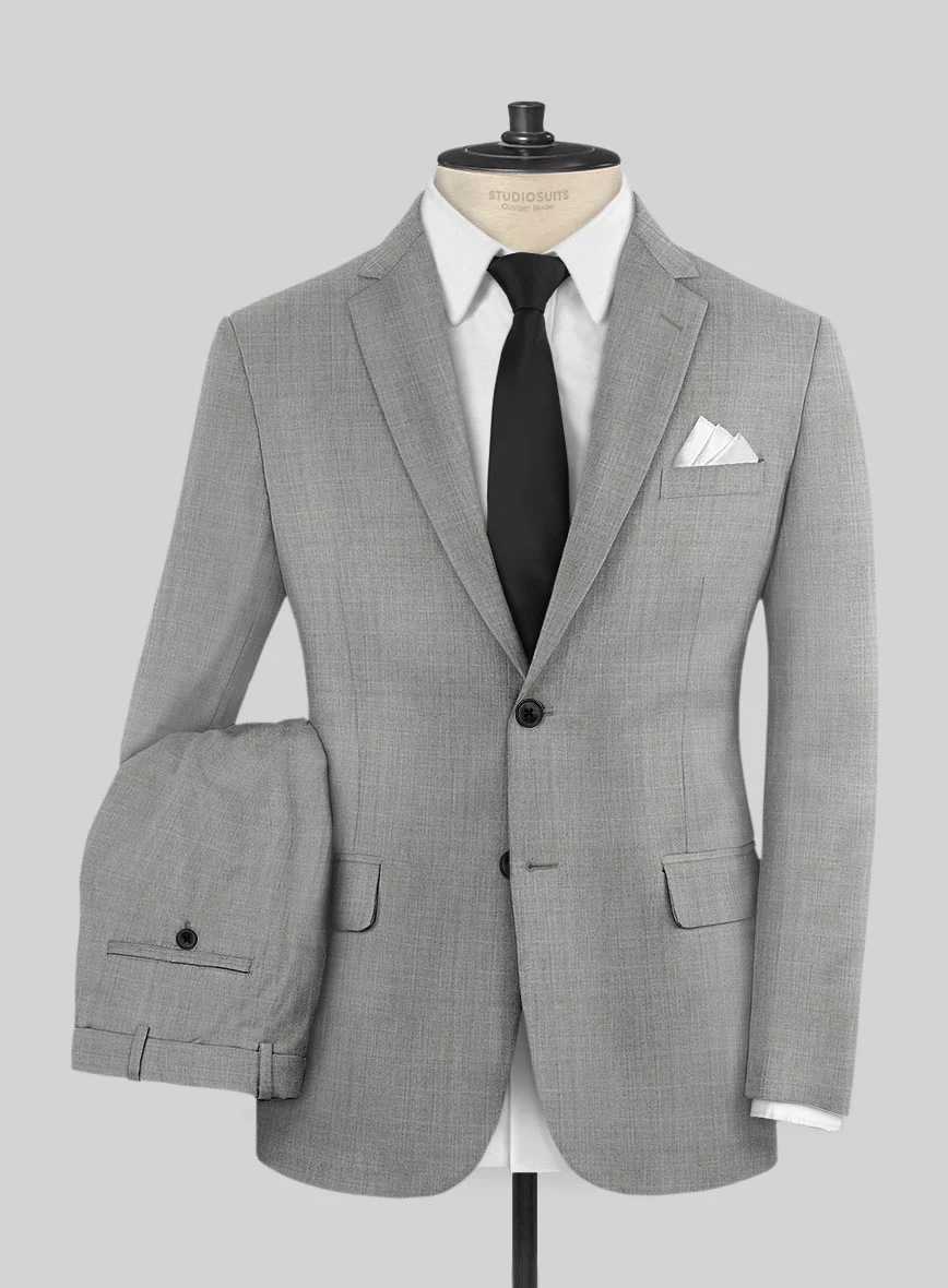 Lanificio Zegna Trofeo Sharkskin Light Gray Wool Suit