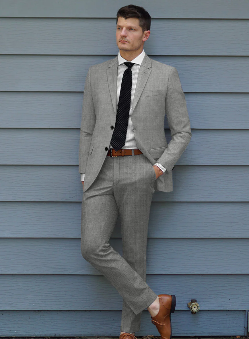 Lanificio Zegna Trofeo Sharkskin Light Gray Wool Suit - Image 2