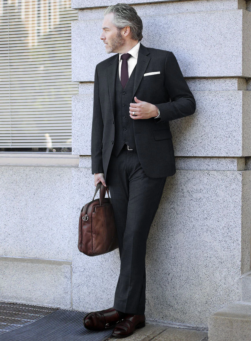 Lanificio Zegna Trofeo Sharkskin Navy Blue Wool Suit - Image 2