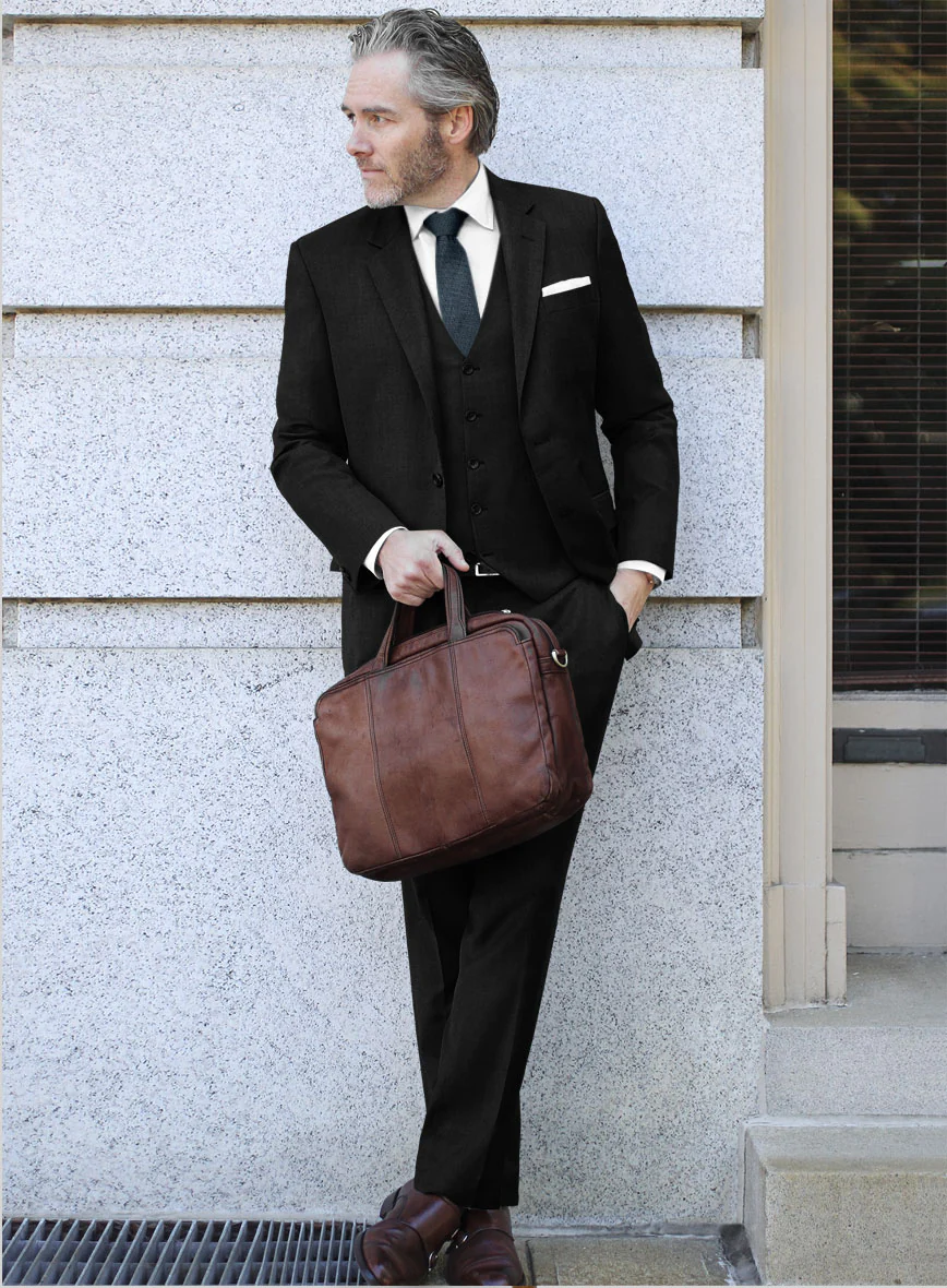 Lanificio Zegna Trofeo Smoky Black Wool Suit - Image 2