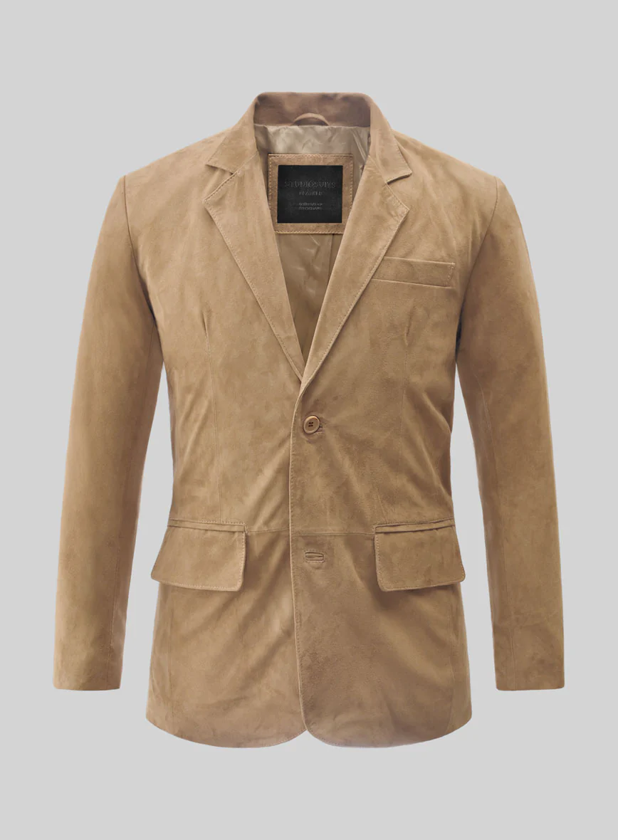 Latte Beige Suede Leather Blazer
