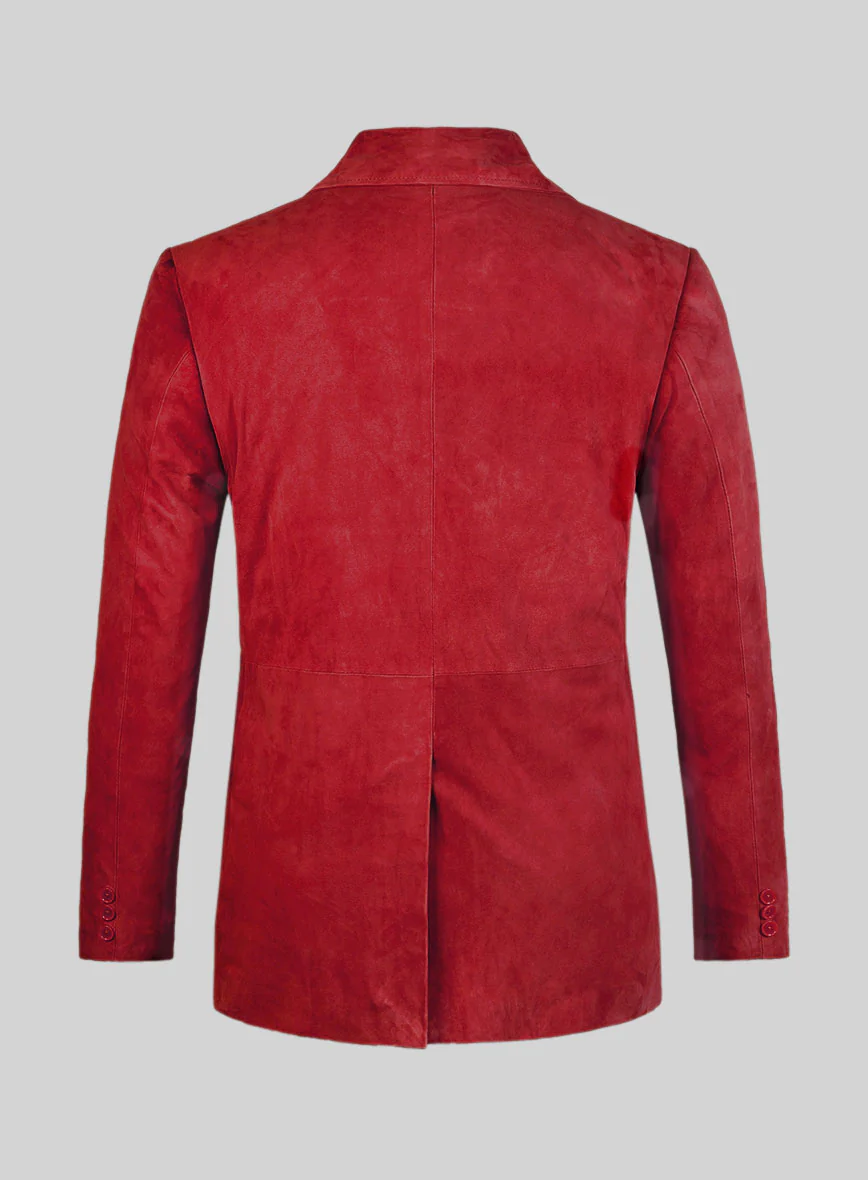 Lava Red Suede Leather Pea Coat - Image 2