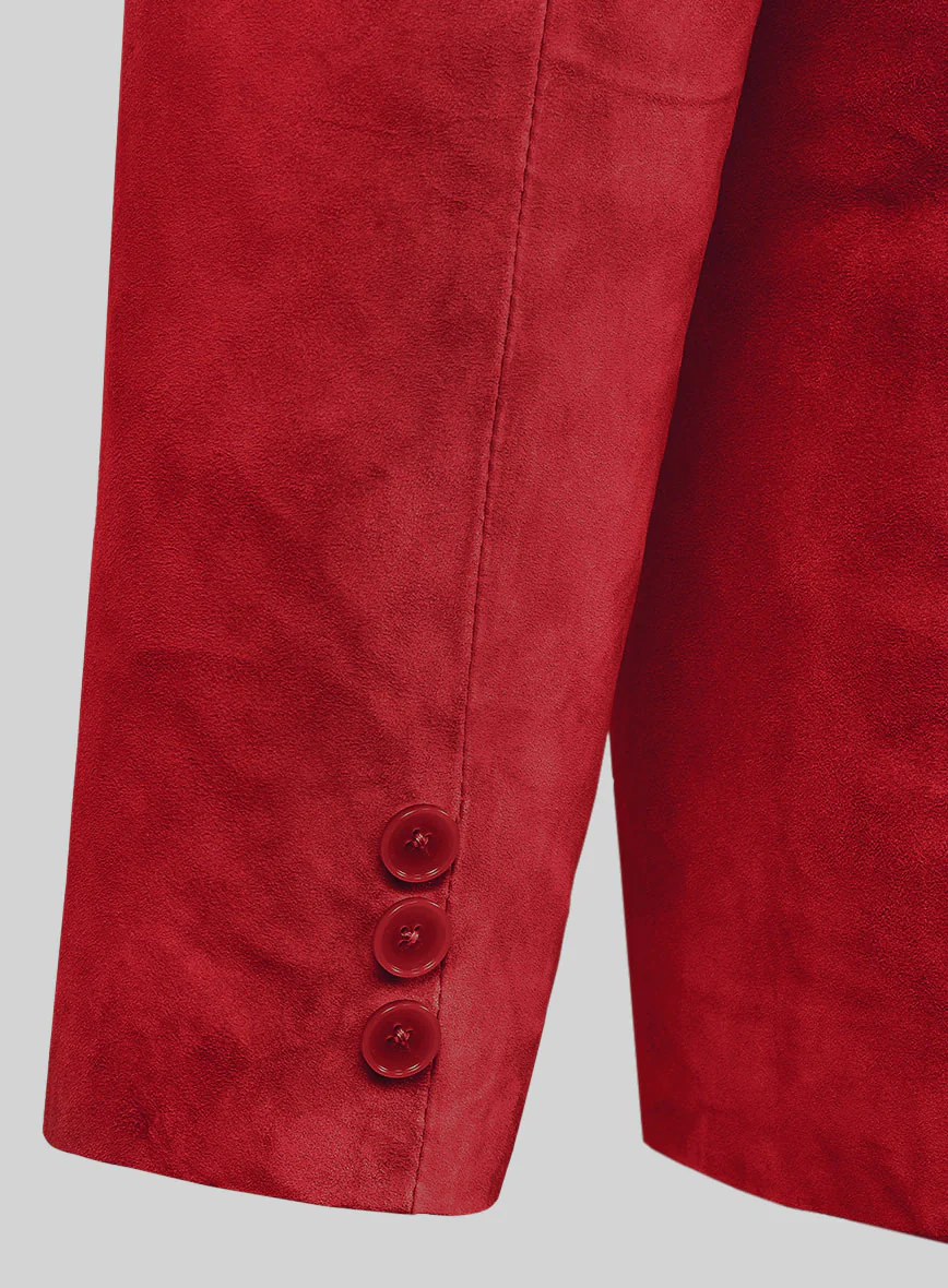 Lava Red Suede Leather Pea Coat - Image 4