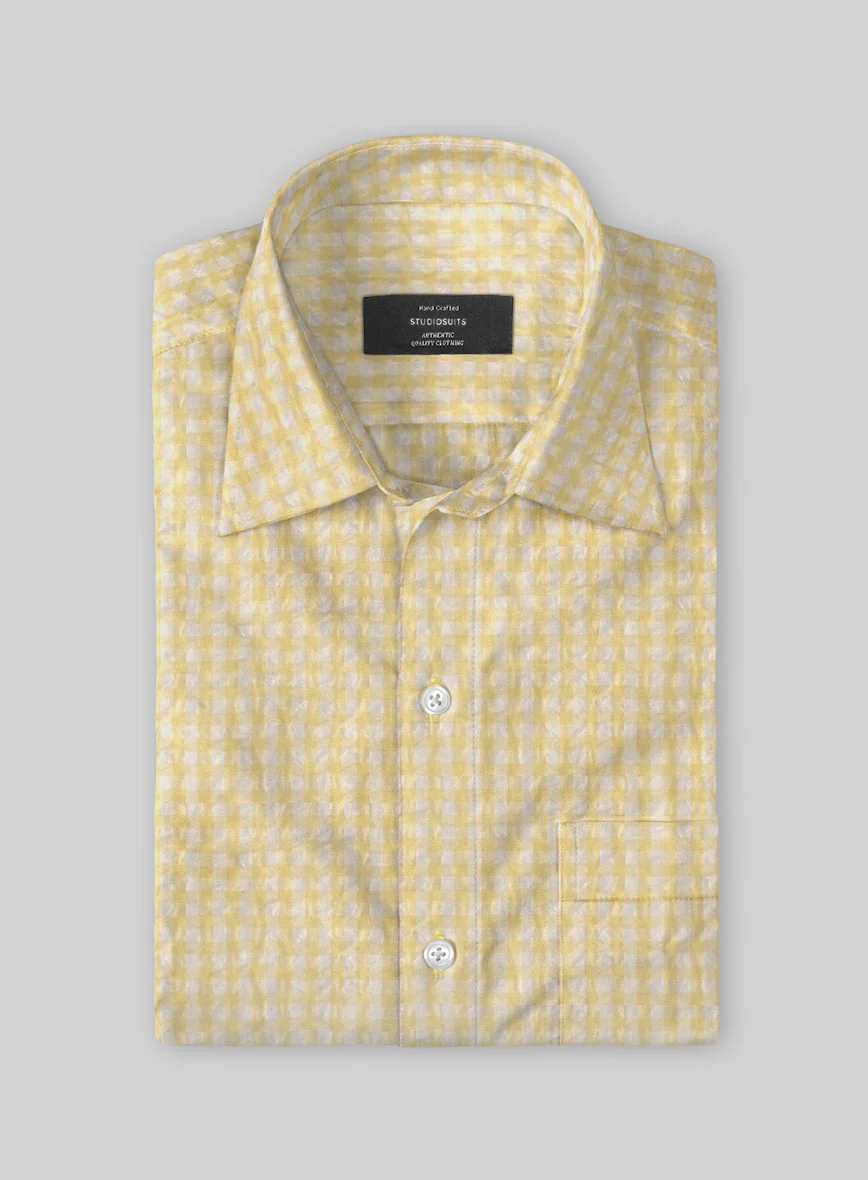 Lemon Seersucker Cotton Shirt