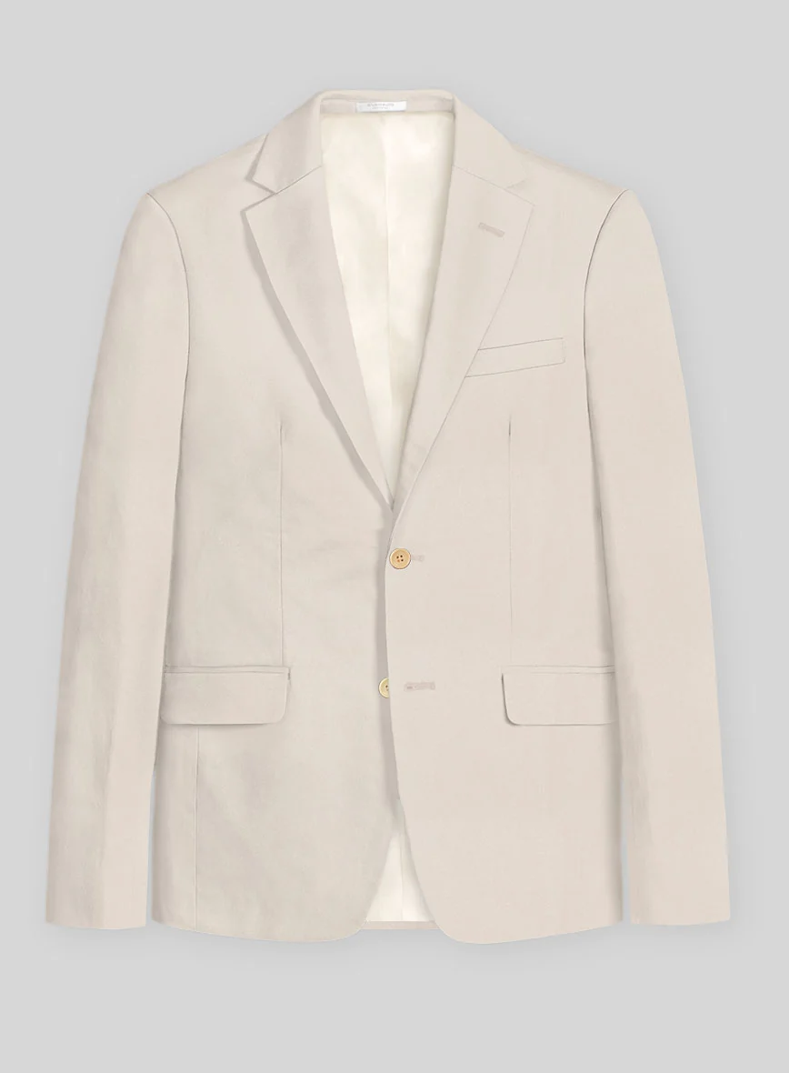 Light Beige Feather Cotton Canvas Stretch Suit - Image 4