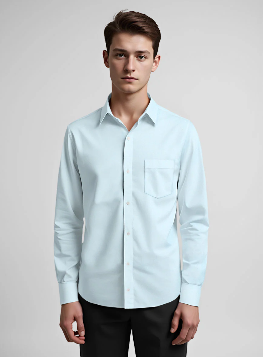 Light Blue Stretch Poplene Shirt - Image 2