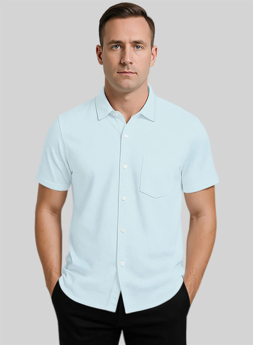 Light Blue Stretch Poplene Shirt - Image 2