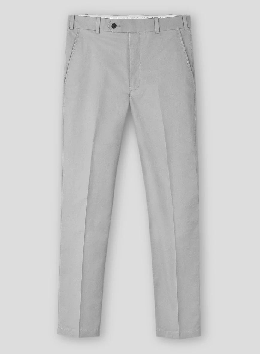 Light Gray Feather Cotton Canvas Stretch Pants