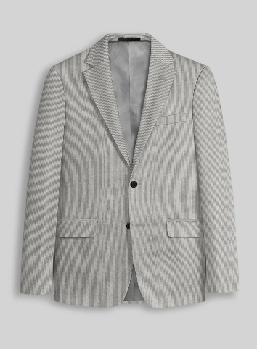 Light Gray Stretch Pin Corduroy Jacket