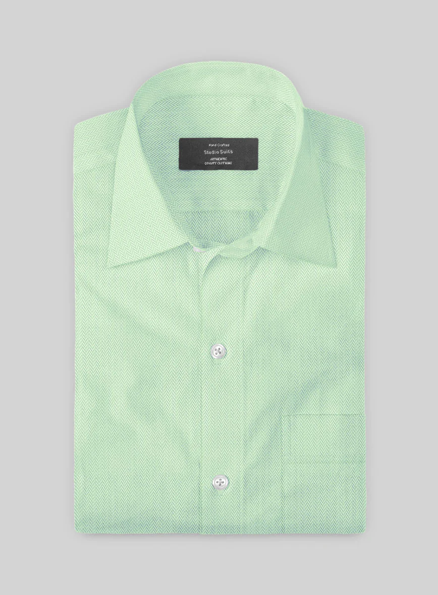 Light Sage Herringbone Cotton Shirt