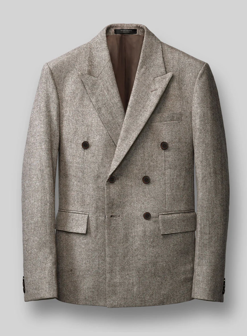 Light Weight Brown Tweed Double Breasted Jacket