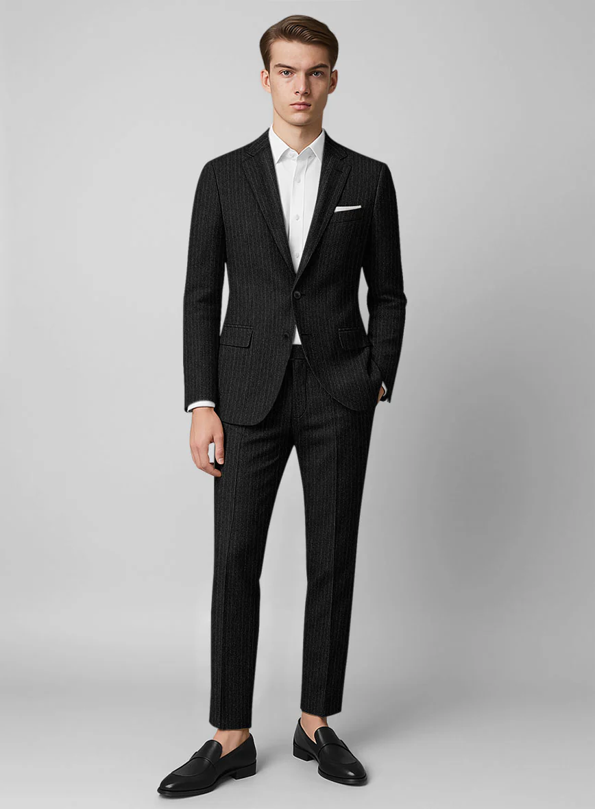 Light Weight Charcoal Stripe Tweed Suit