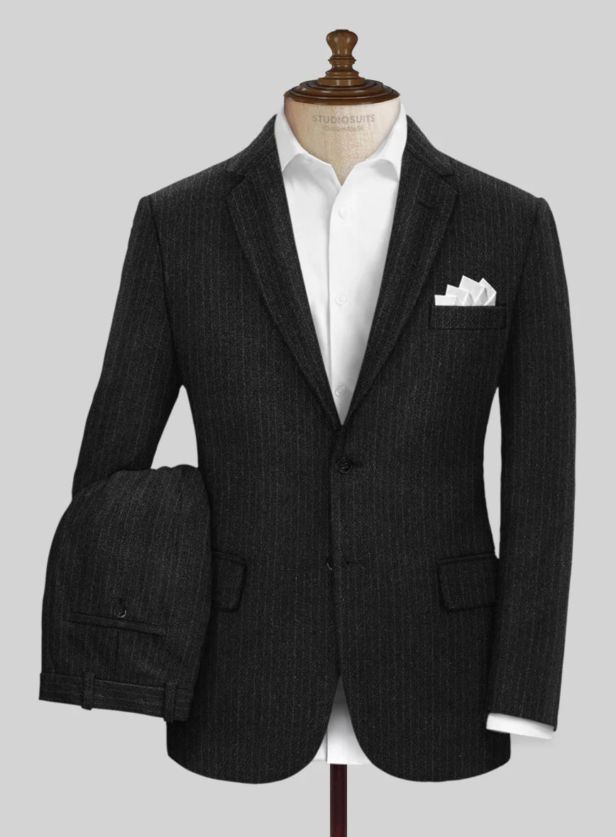 Light Weight Charcoal Stripe Tweed Suit - Image 2