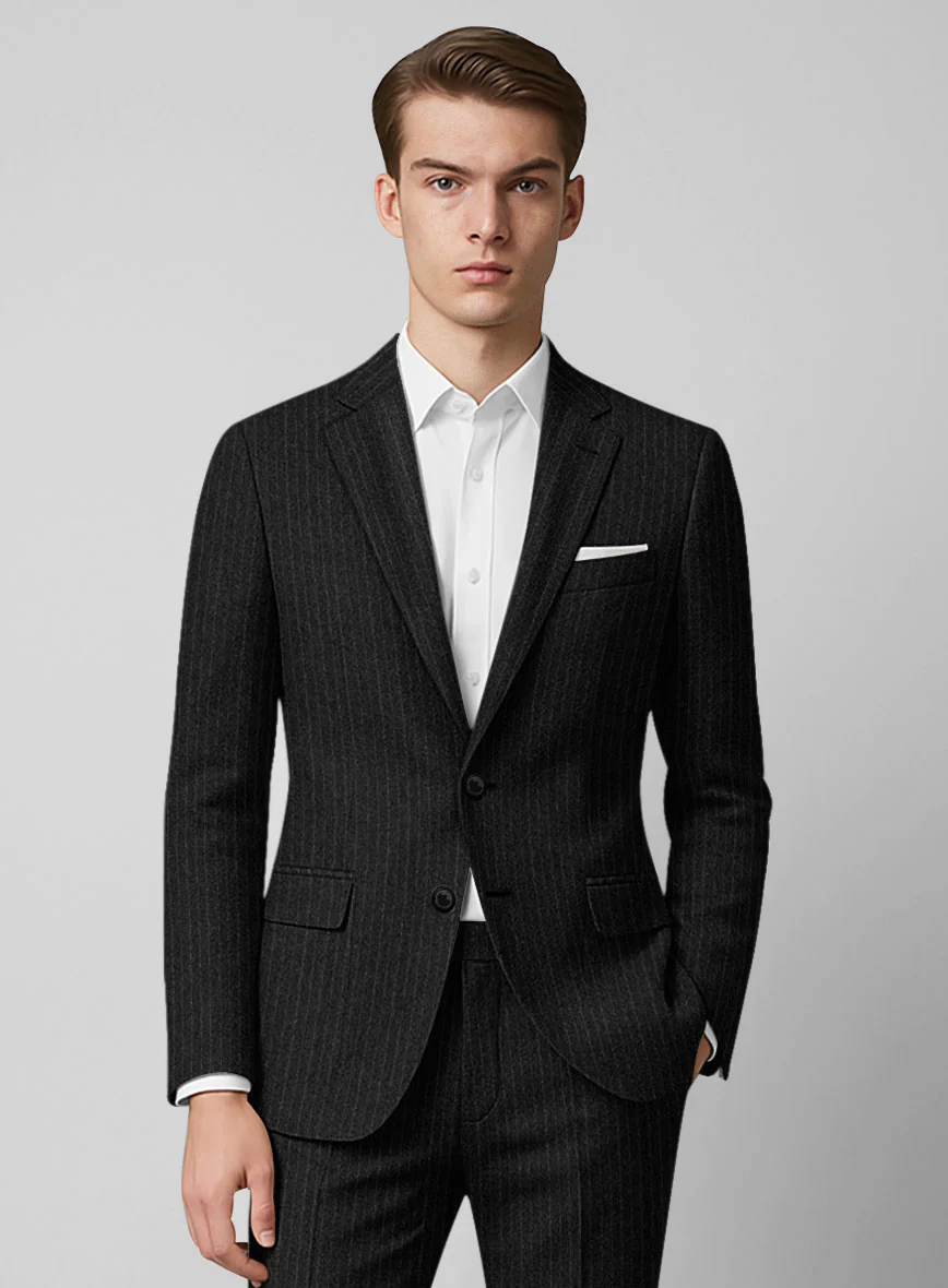 Light Weight Charcoal Stripe Tweed Suit - Image 3