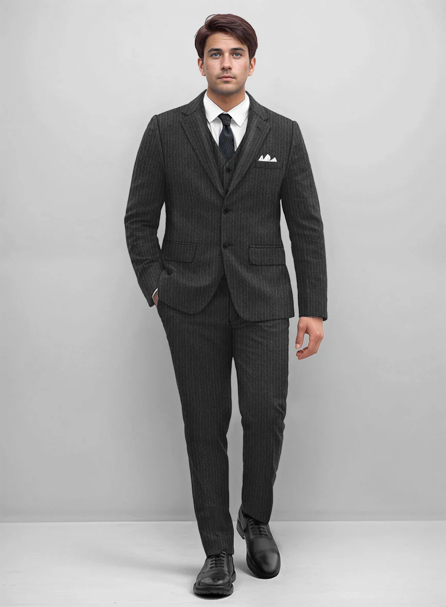 Light Weight Dark Gray Stripe Tweed Suit
