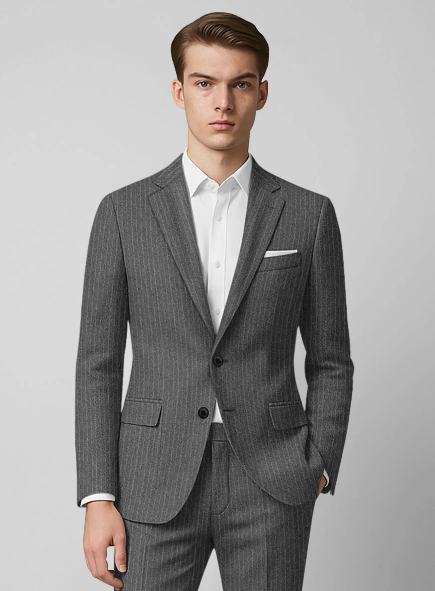 Light Weight Gray Stripe Tweed Jacket - Image 2