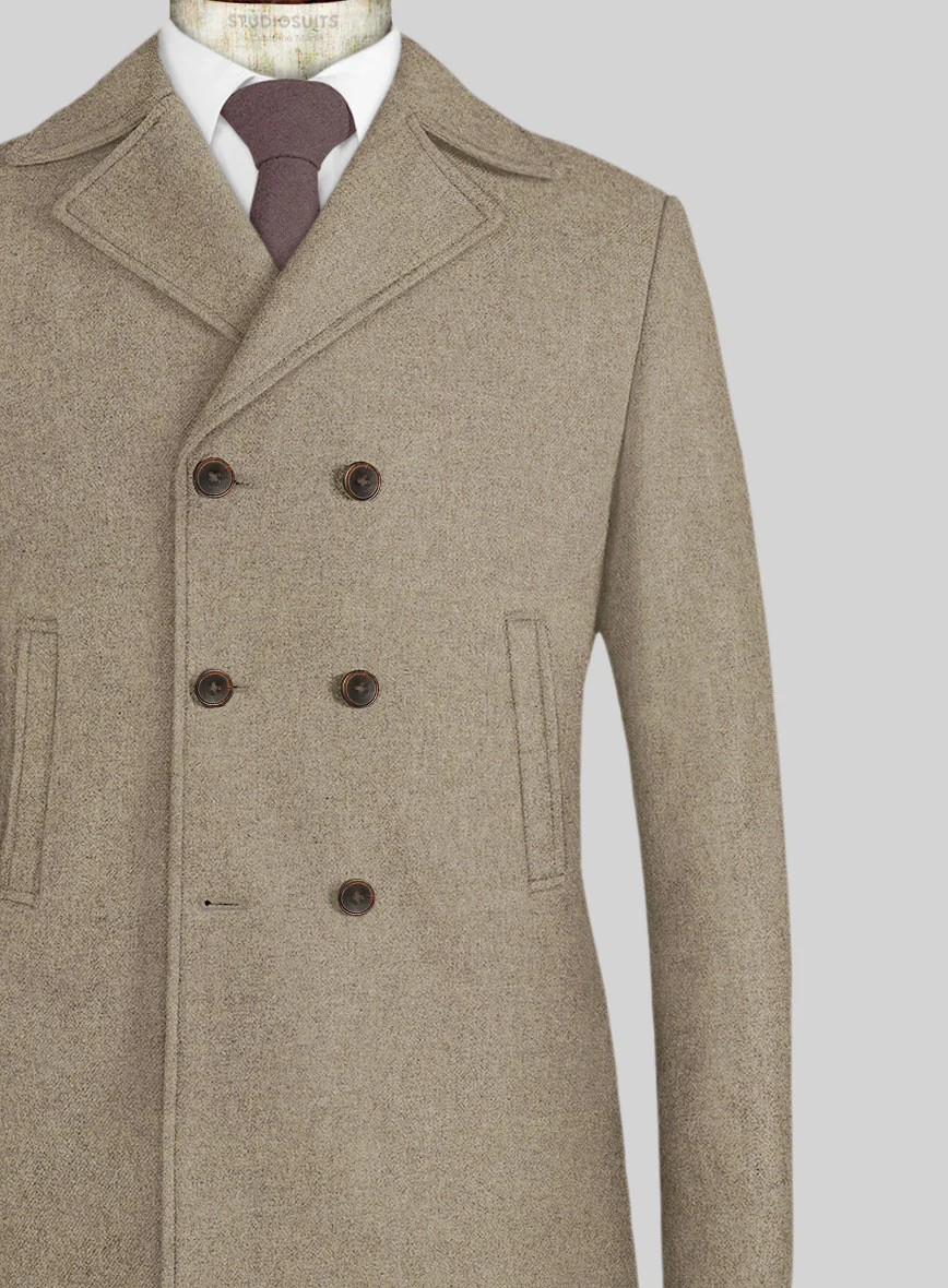 Light Weight Light Brown Tweed Pea Coat - Image 2