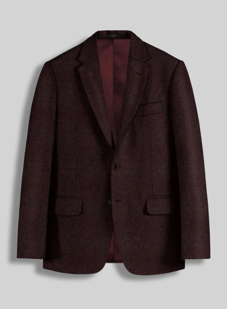 Light Weight Melange Wine Tweed Jacket