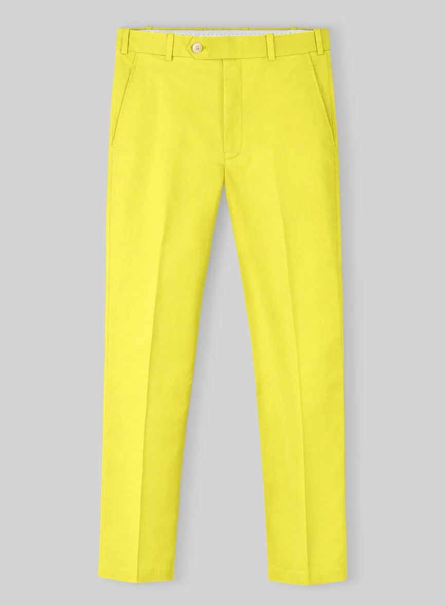 Lime Yellow Napoli Stretch Light Weight Cotton Pants