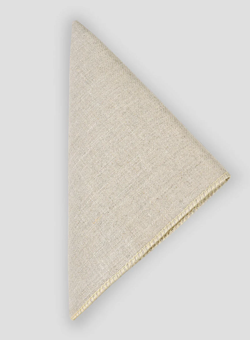 Linen Pocket Square - Heavy Linen Beige - Image 2