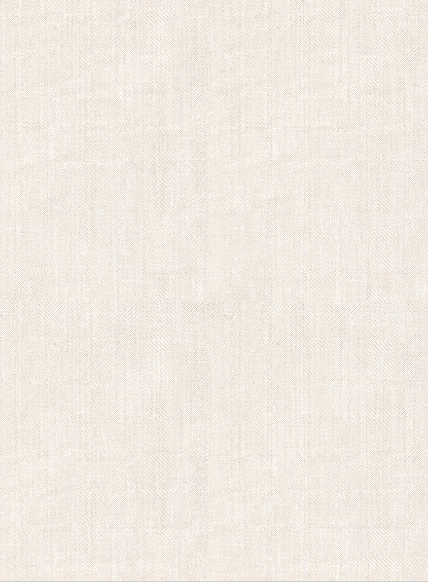 London Loom Beige Herringbone Wool Silk Linen Suit - Image 9