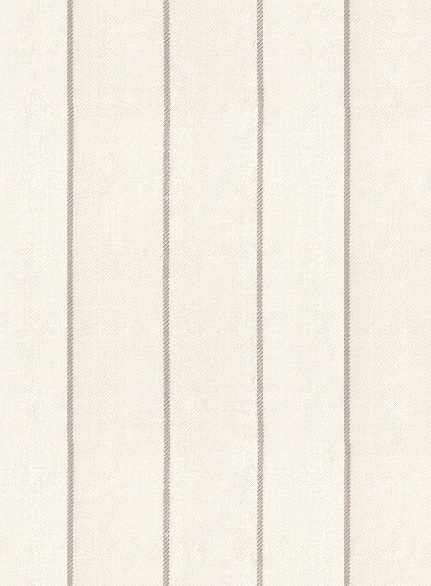 London Loom Beige Stripe Wool Silk Linen Suit - Image 8