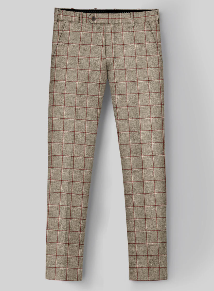 London Loom Beige Windowpane Wool Silk Linen Suit - Image 7