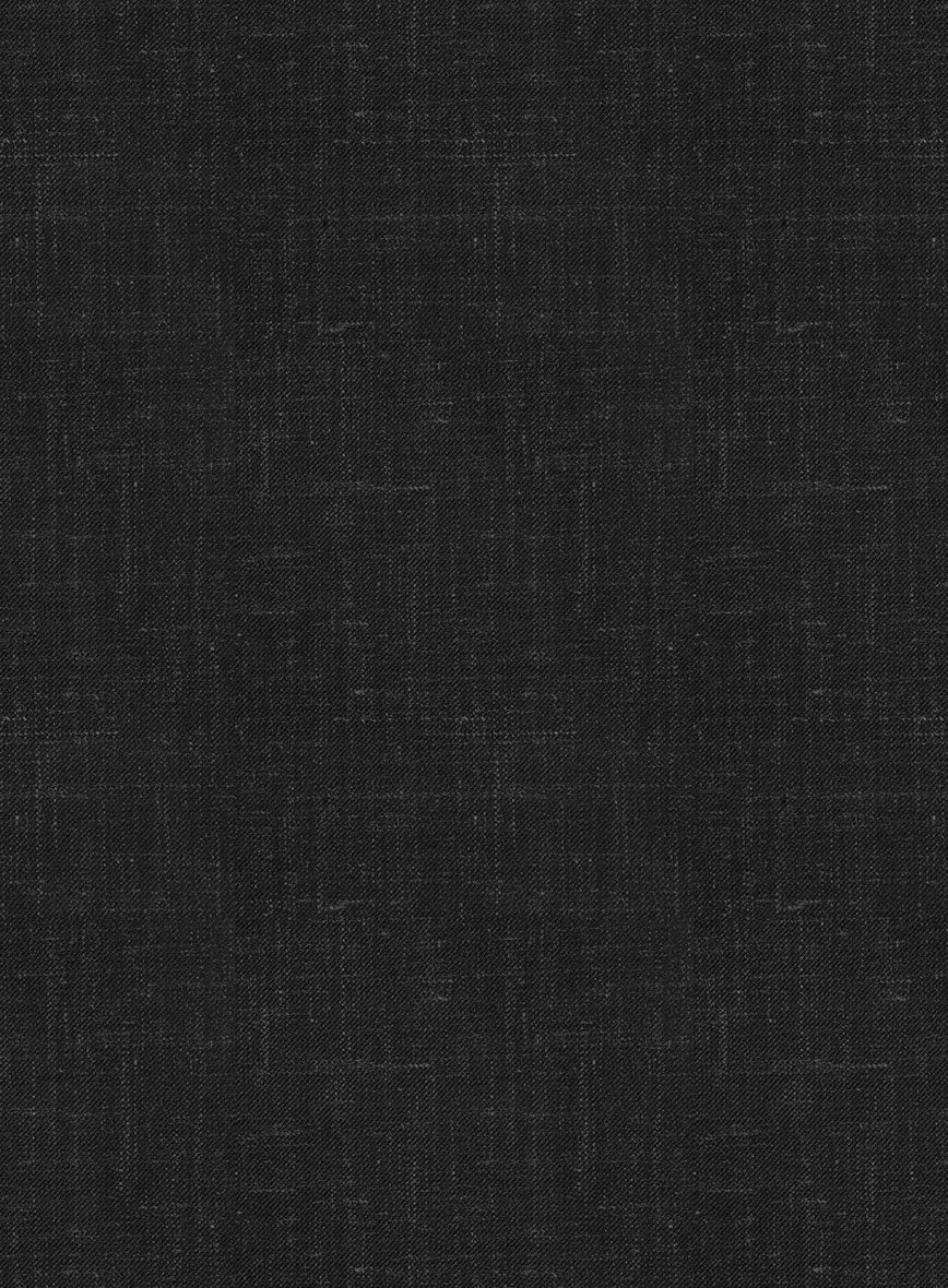 London Loom Black Twill Wool Silk Linen Pants - Image 3