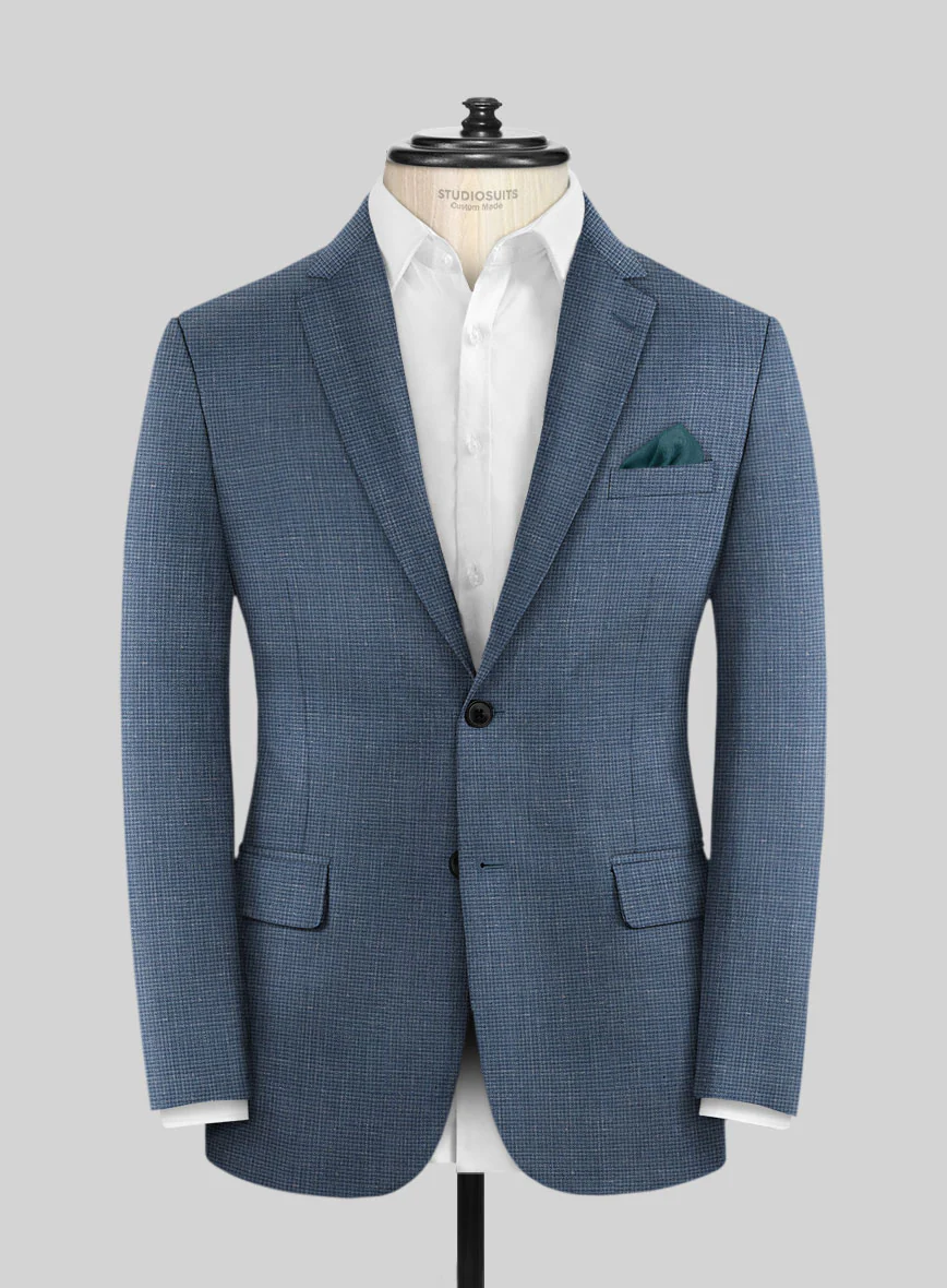 London Loom Blue Abelardo Wool Silk Linen Jacket - Image 3