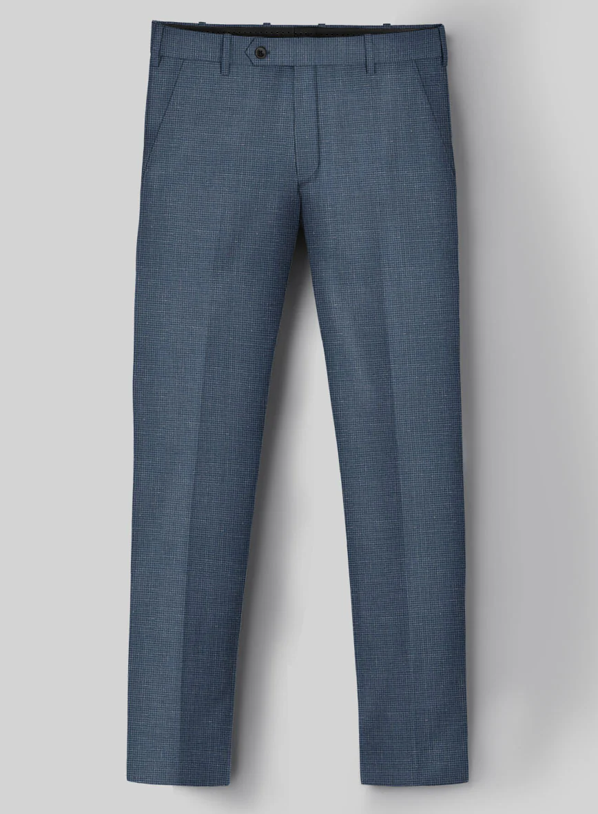 London Loom Blue Abelardo Wool Silk Linen Pants
