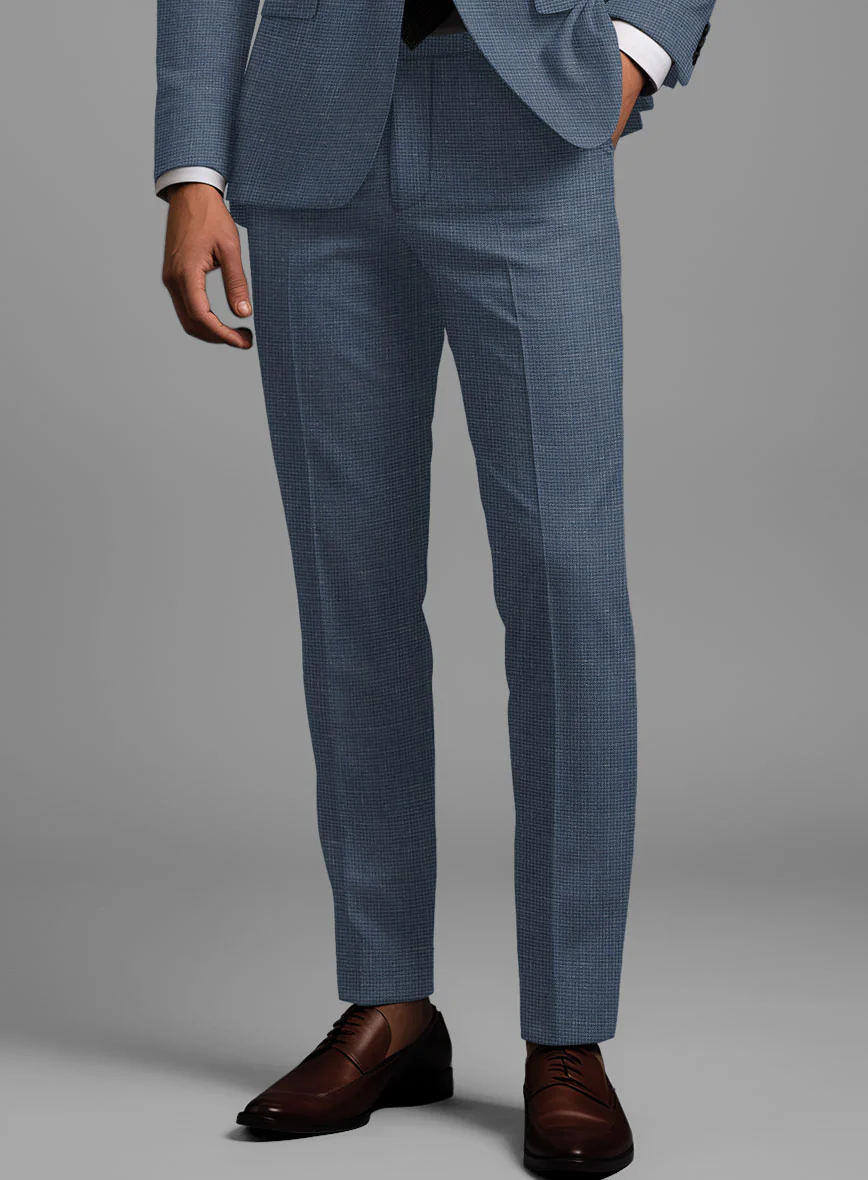 London Loom Blue Abelardo Wool Silk Linen Pants - Image 2