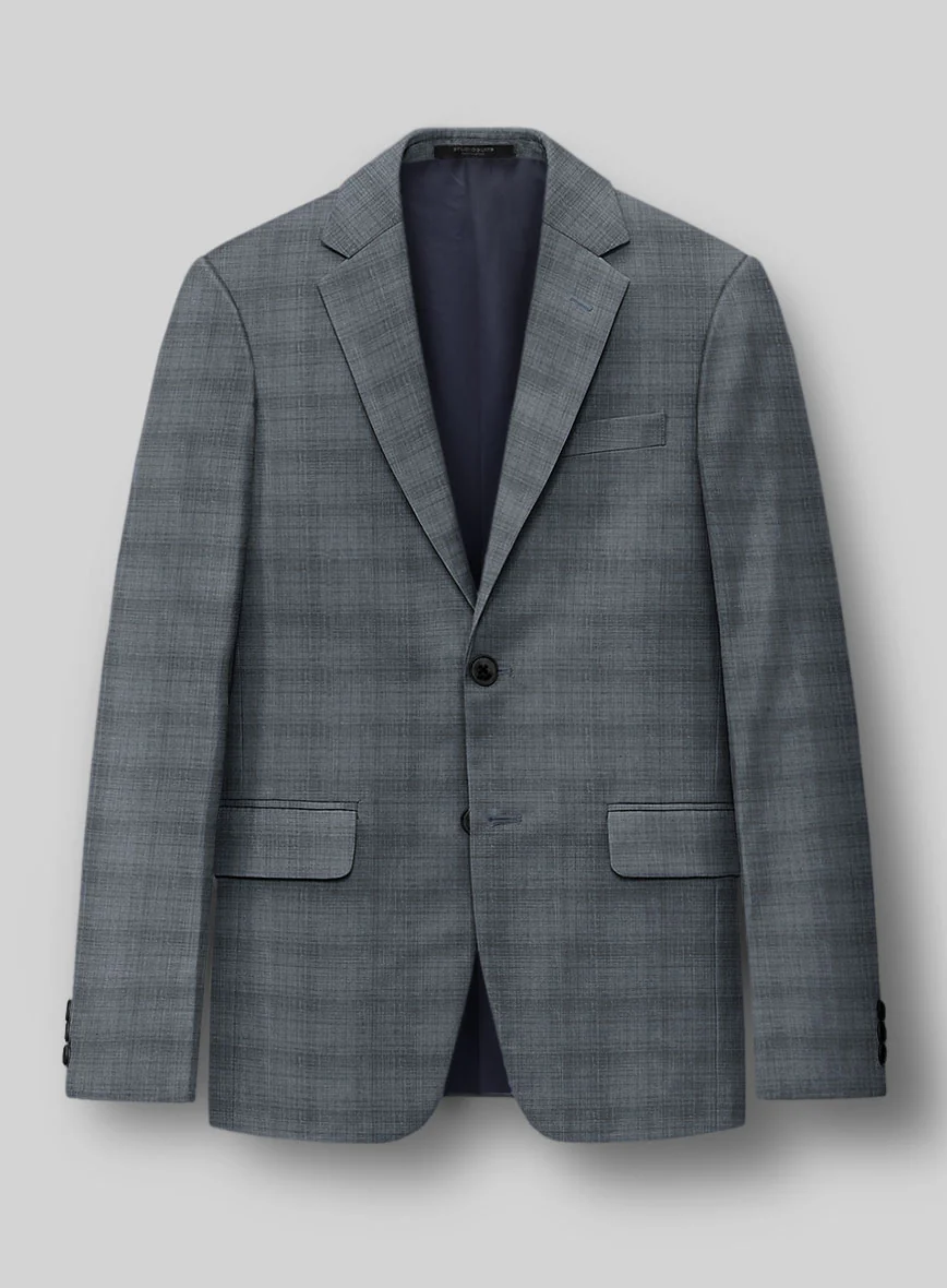 London Loom Blue Bruna Wool Silk Linen Jacket