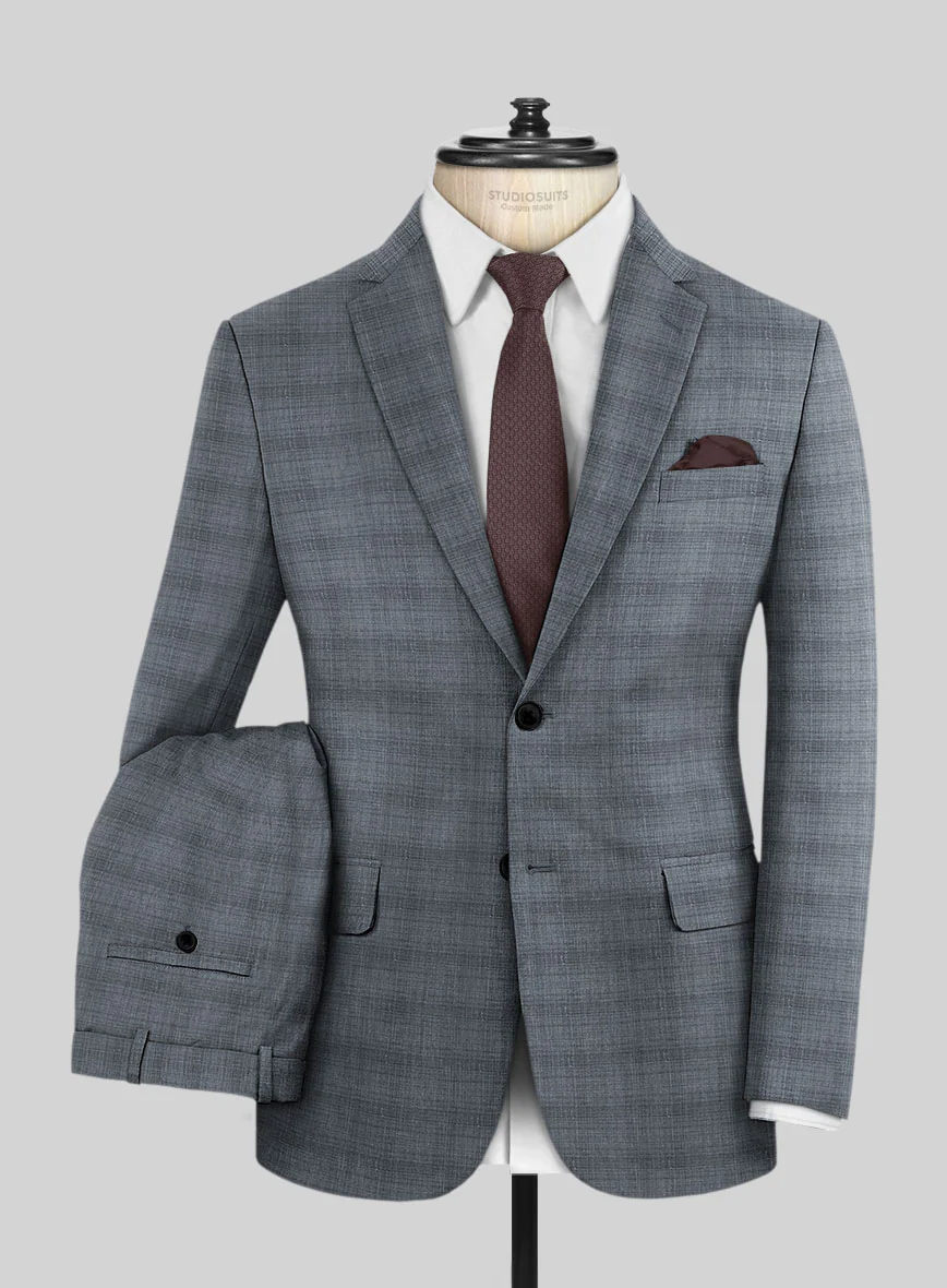 London Loom Blue Bruna Wool Silk Linen Suit - Image 2